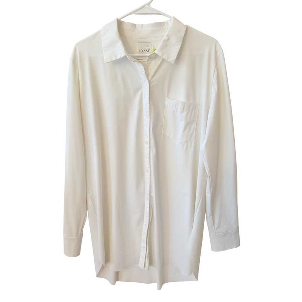 LYSSÉ White Schiffer Button Down Oversized Minimalist Professional Shirt XL